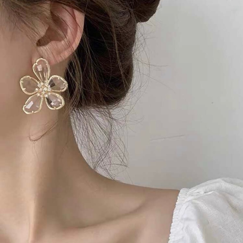 Cz Flower Statement Gold Earrings Weddings Events